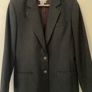 Talbots Petites 10P Charcoal Gray Wool Blazer Jacket EUC